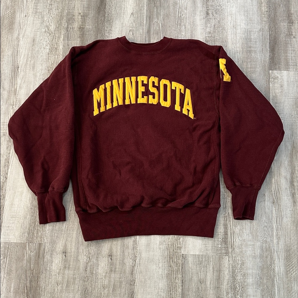 Minnesota Golden Gophers Sweatshirt XL Champion Reverse Weave Distressed